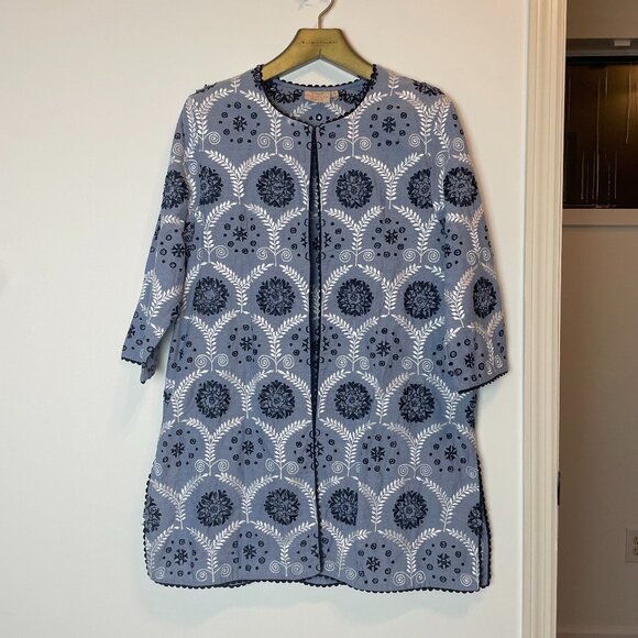 RUNGOLEE Francois Floral Embroidered Chambray Lightweight Jacket \\ L - Picture 2 of 11
